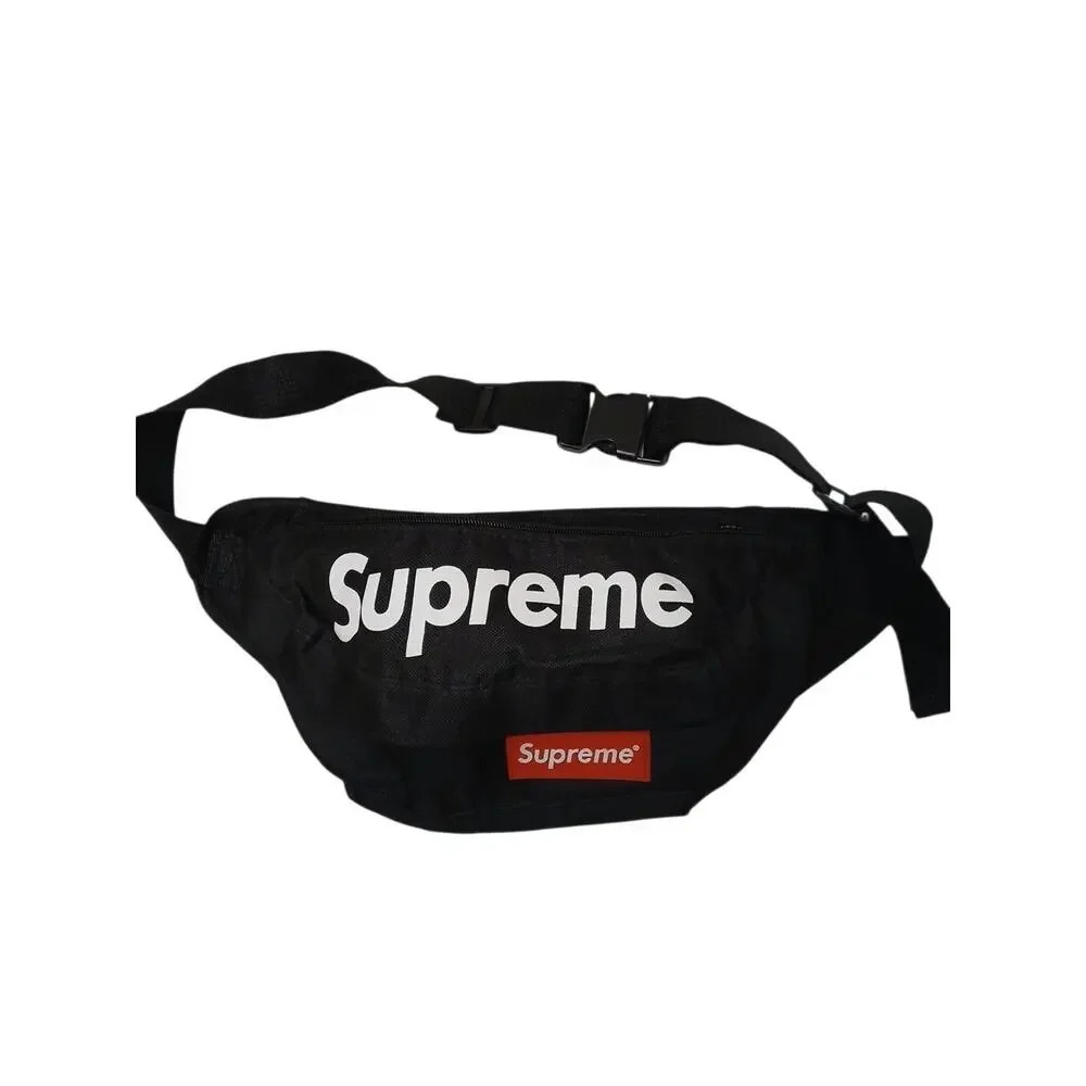 Supreme Fanny Pack Cross Body Bag Black Red Logo‎ See Missing Zipper Pull Sporty